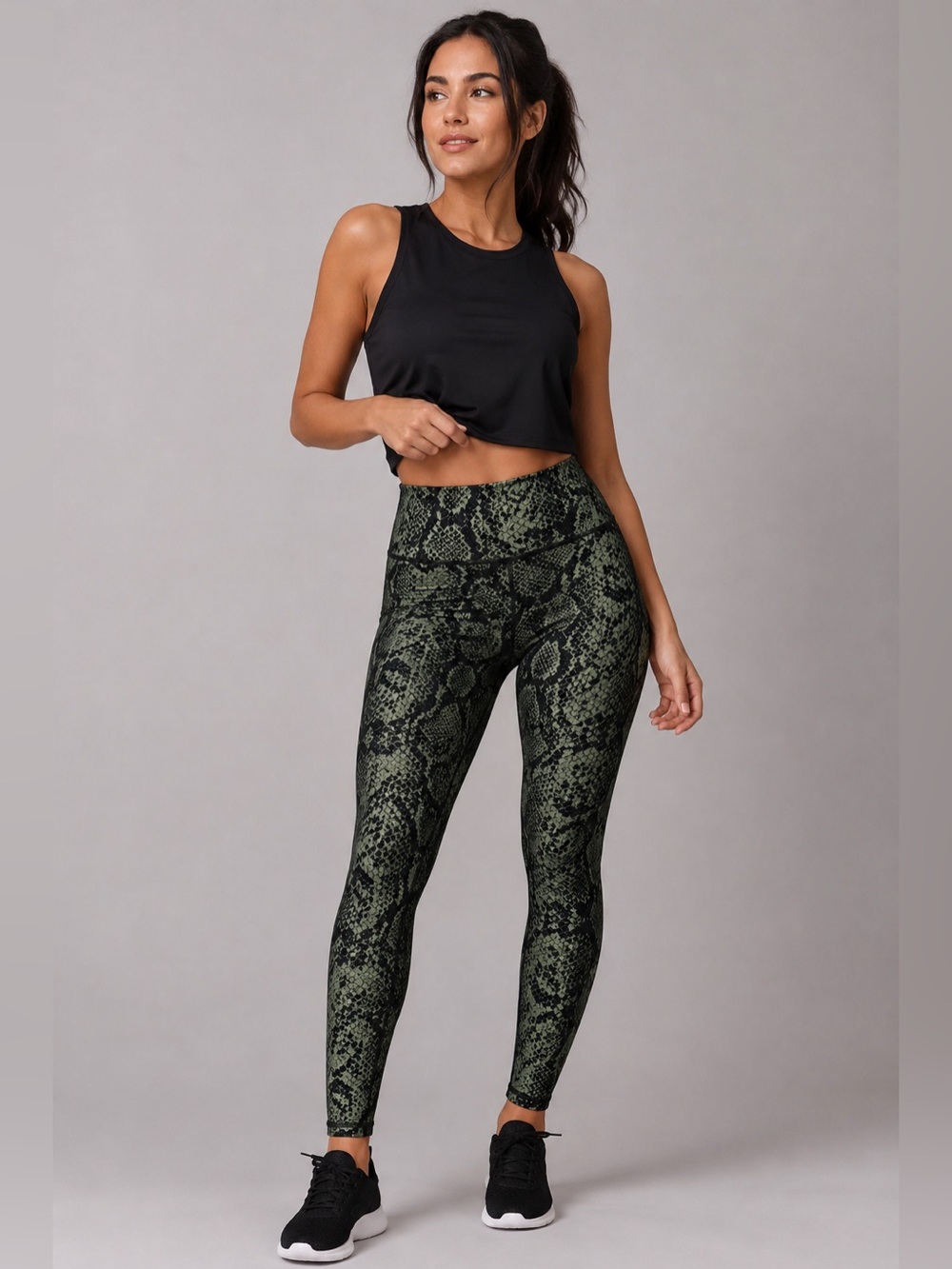 Activology Women’s Large Green Black Snakeskin Print High Rise Leggings